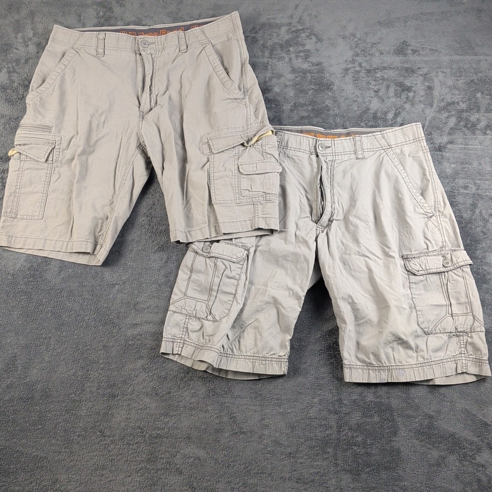 Lot Of 2 WearFirst Men's 36 Stretch Waist Cargo Ripstop Shorts Workware Hiking